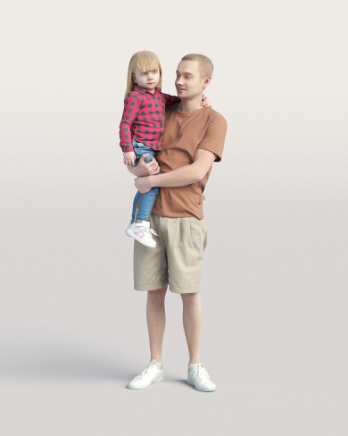 3D Casual people - Man with a kid