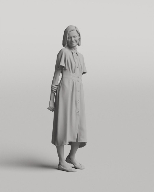 3D casual people - standing woman in a dress vol.05/16
