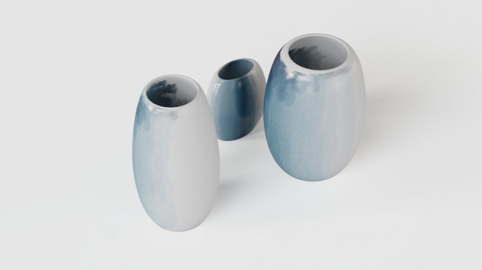 Vases with ocean print